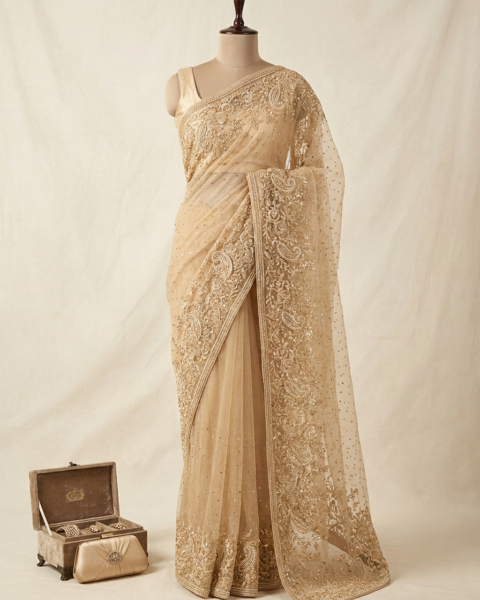 Georgette Saree · Wine