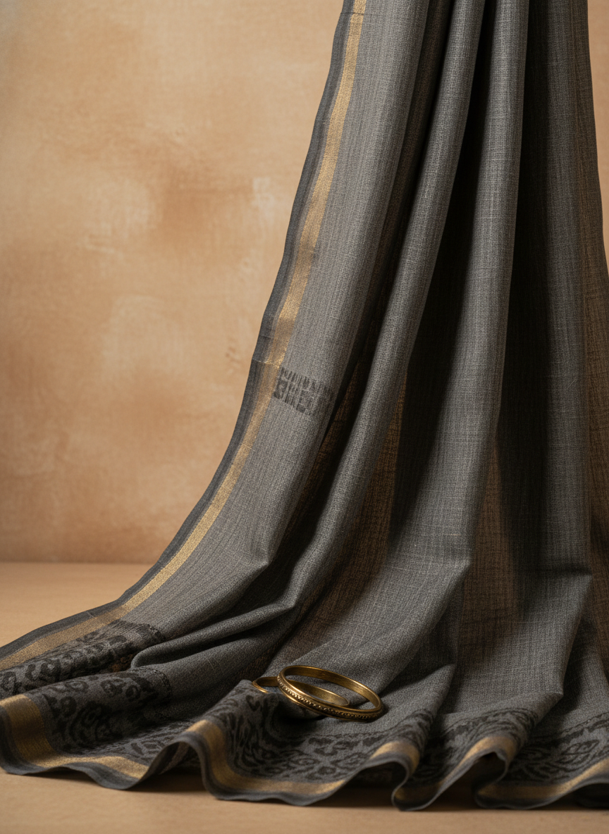 Cotton Saree · Charcoal