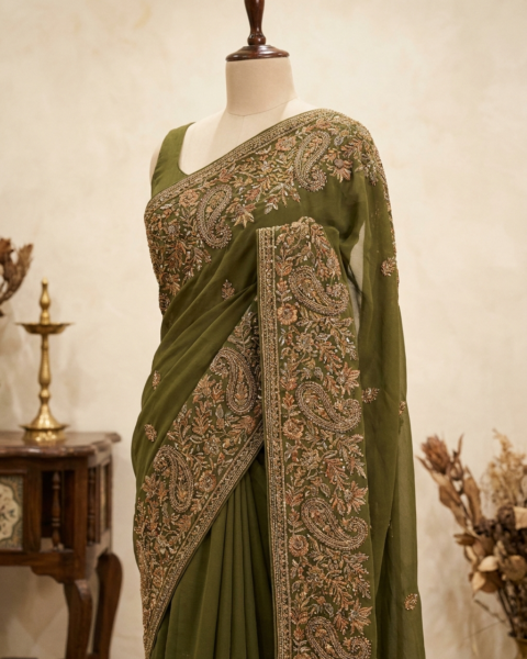 Designer Georgette · Olive
