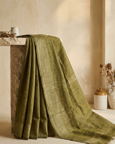 Slub Linen · Olive Stripe