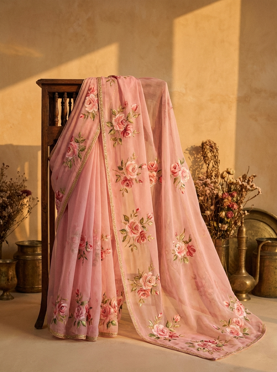 Floral Georgette · Rose Pink