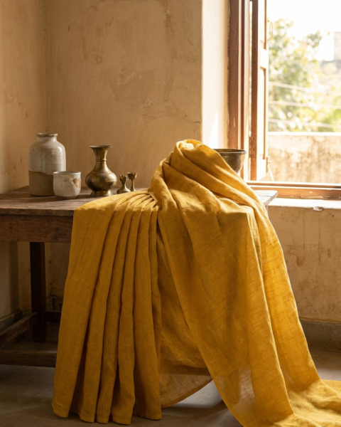 Linen Saree · Maroon