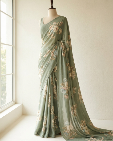 Printed Crepe · Sage