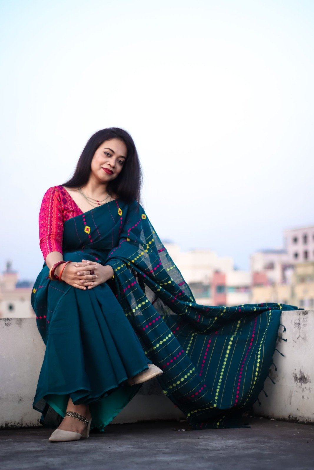 Linen Saree · Mustard, image 2