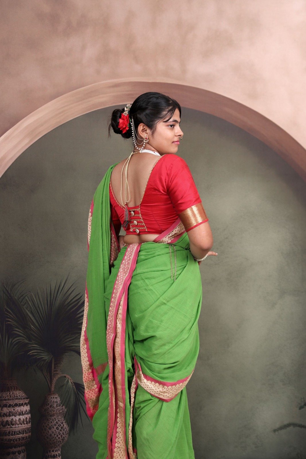 Linen Saree · Teal, image 2