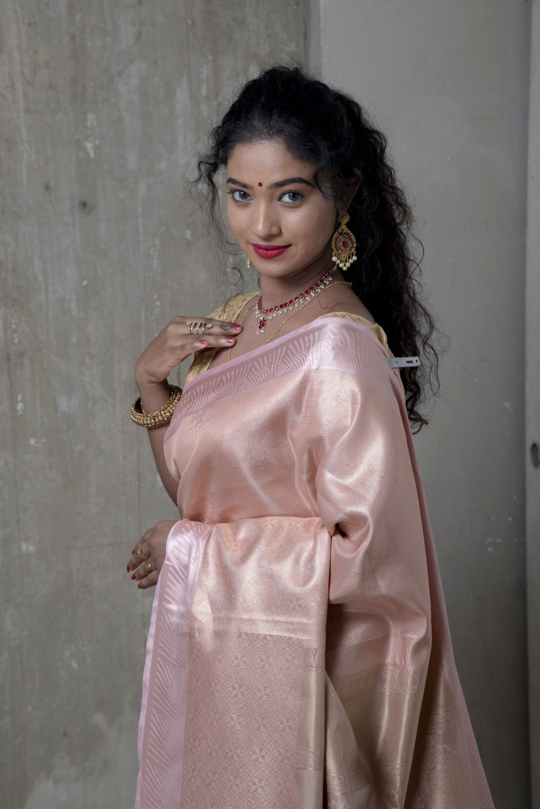 Linen Saree · Teal, image 3