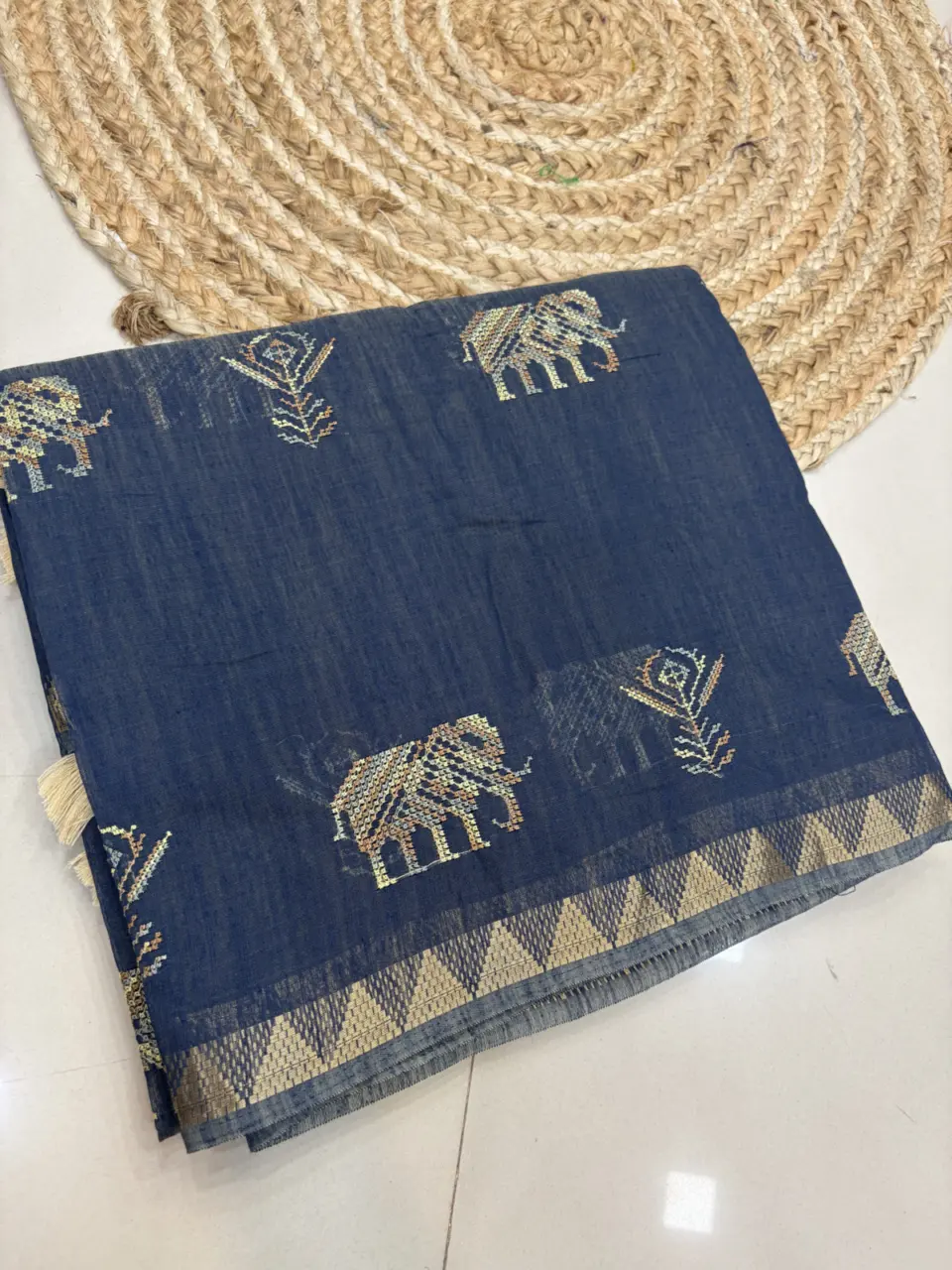 LINAN CROSS STICH PROFESSIONAL SAREE -CL12 · COOL BLUE