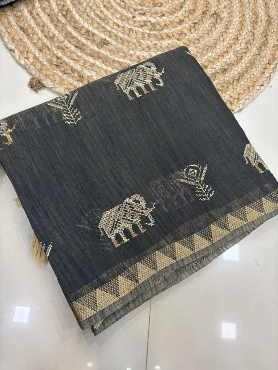 LINAN CROSS STICH PROFESSIONAL SAREE -CL12 · COOL GRAY