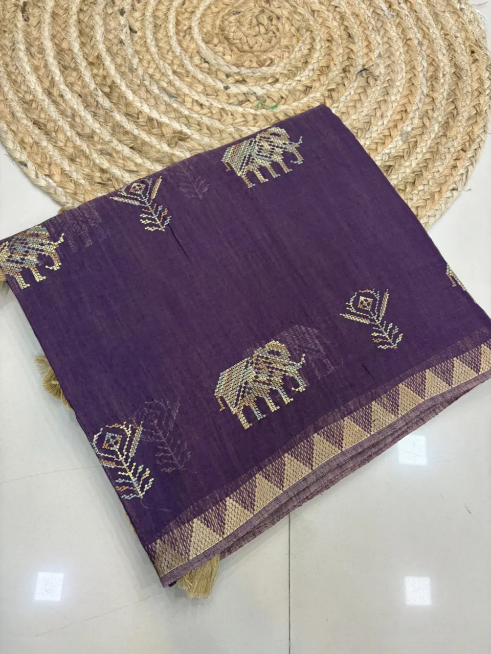 LINAN CROSS STICH PROFESSIONAL SAREE -CL12 · COOL PURPLE