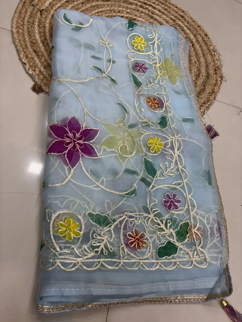APPLIQUE SAREE - PW18 · APPLIC GOTA WORK AQUA BLUE