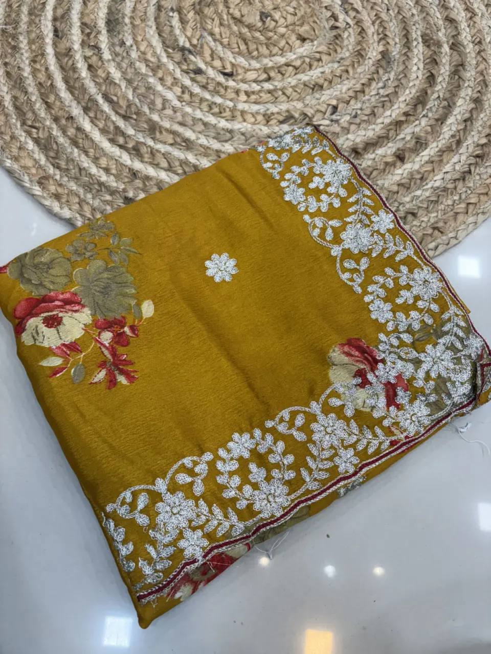 FLORAL SAREE - DW13 · MUSTURED YELLOW