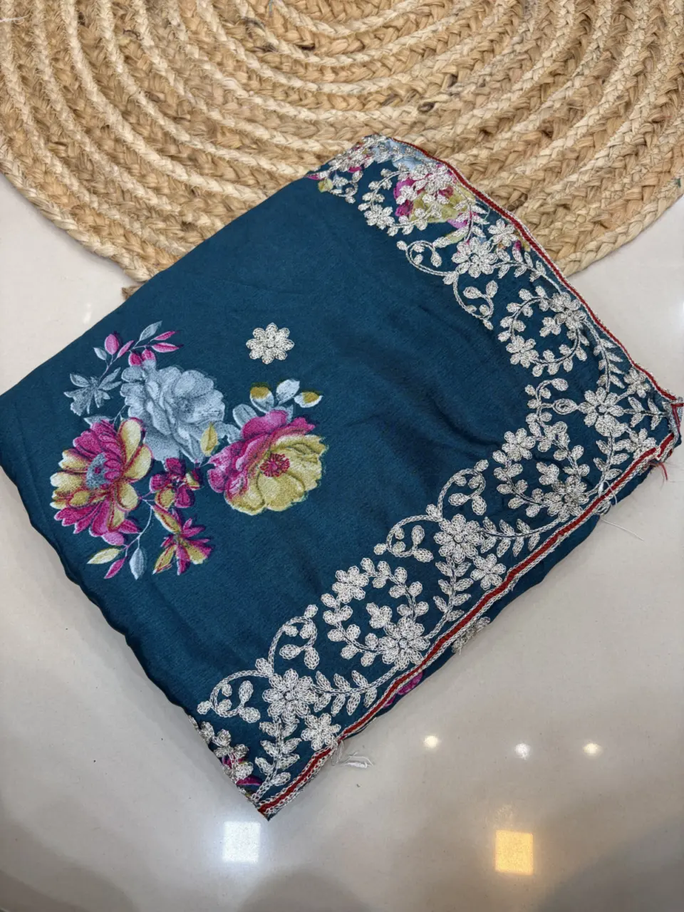 FLORAL SAREE - DW13 · PETROL