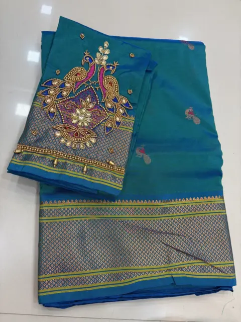 Kalanjali Paithani (4*1) Meena Pallu - KJ11 Colour: Rama